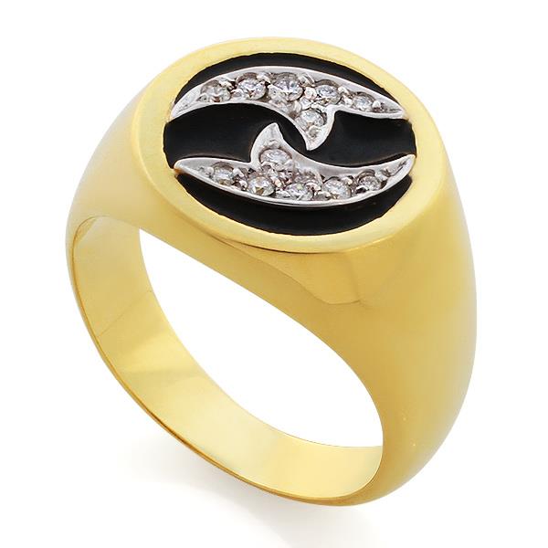 Мужское кольцо  с 12 бриллиантами 0,18 ct 3/3 из желтого золота, артикул R-0707