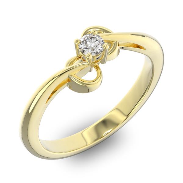 Помолвочное кольцо 1 бриллиантом 0,13 ct 4/5 из желтого золота 585°