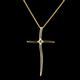 Цепь с подвеской в форме православного креста с  бриллиантом 0,08 карат