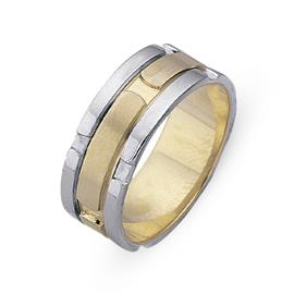 Обручальное кольцо из двухцветного золота 585 пробы, артикул R-СЕ031