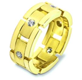 Обручальное кольцо с бриллиантами из желтого золота 585 пробы, артикул R-2493