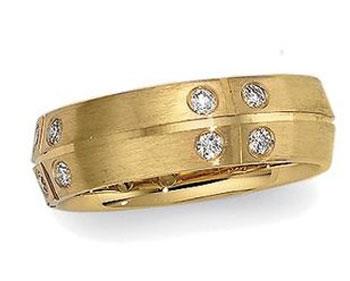Обручальное кольцо с бриллиантами из золота 585 пробы, артикул R-3641-1