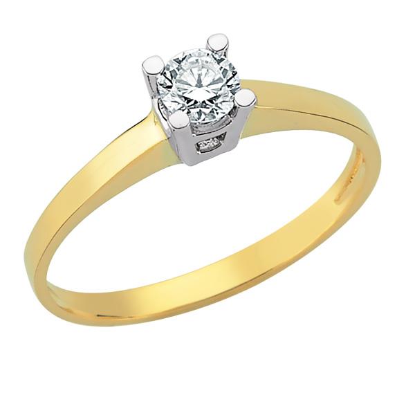 Помолвочное кольцо с 1 бриллиантом 0,26 ct 4/5 желтое белое золото, артикул R-TRN04905-01
