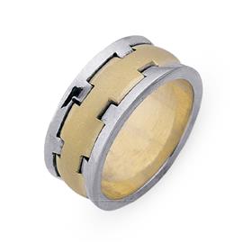 Обручальное кольцо из двухцветного золота 585 пробы, артикул R-СЕ018