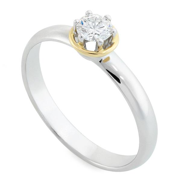 Помолвочное кольцо с 1 бриллиантом 0,27 ct 3/5 белое золото 585°