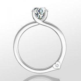 Помолвочное кольцо из белого золота 585° с 1  бриллиантом 0,62 ct 4/5 и 1 бриллиантом 0,01 ct 4/5