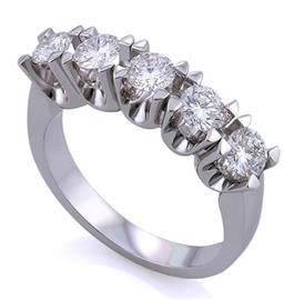 Помолвочное кольцо из белого золота 750 пробы с 5 бриллиантами 1,05 карат, артикул R-ЯК 040