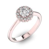Помолвочное кольцо с 1 бриллиантом 0,5 ct 4/5  и 12 бриллиантами 0,24 ct 4/5 из розового золота 585°