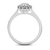 Помолвочное кольцо с 1 бриллиантом 0,5 ct 4/5  и 12 бриллиантами 0,24 ct 4/5 из белого золота 585°
