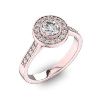 Помолвочное кольцо с 1 бриллиантом 0,45 ct 4/5  и 24 бриллиантами 0,3 ct 4/5 из розового золота 585°
