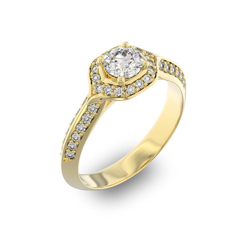 Желтое золото кольцо с бриллиантом