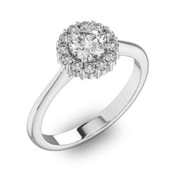 Помолвочное кольцо с 1 бриллиантом 0,5 ct 4/5  и 12 бриллиантами 0,24 ct 4/5 из белого золота 585°, артикул R-D42195-2