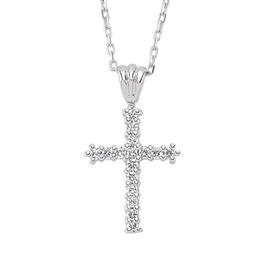 Цепь с подвеской в форме православного креста из белого золота c 16 бриллиантами 0,16 ct 3/4, артикул R-DHC00001-03 