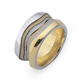 Обручальное кольцо из двухцветного золота 585 пробы, артикул R-СЕ034