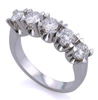 Помолвочное кольцо из белого золота 750 пробы с 5 бриллиантами 1,05 карат