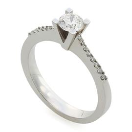 Помолвочное кольцо с 17 бриллиантами 0,53 ct (центр 1 бриллиант 0,41 ct 3/5, боковые 16 бриллиантов  0,12 ct 3/4) белое золото 750°, артикул R-СК998  