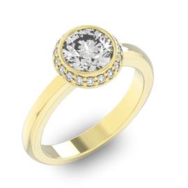 Кольцо с 1 бриллиантом 1,15 ct 4/5 и 18 бриллиантами 0,10 ct 4/5 из желтого золота 585°, артикул R-D47358-1