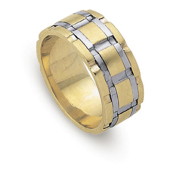 Обручальное кольцо из двухцветного золота 585 пробы, артикул R-ДК 004