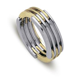 Обручальное кольцо из двухцветного золота 585 пробы, артикул R-ДК 015