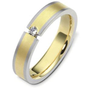 Обручальное кольцо с одним круглым бриллиантом из золота 585 пробы, артикул R-2457