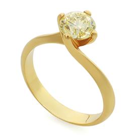 Помолвочное кольцо с 1 бриллиантом 1,04 ct NATURAL FANCY YELLOW чистота цвета 3, желтое золото сертификат IGI, артикул R-СА2509 -1 