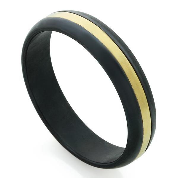 Обручальное кольцо из титана со вставкой из золота, артикул R-Т8020