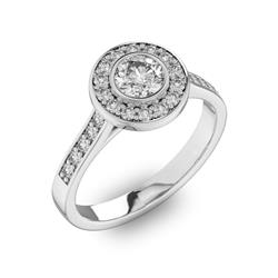 Помолвочное кольцо с 1 бриллиантом 0,45 ct 4/5  и 24 бриллиантами 0,3 ct 4/5 из белого золота 585°, артикул R-D40577-2