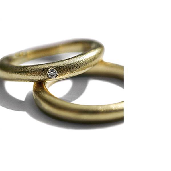 Обручальные кольца парные с бриллиантом из золота 585 пробы, артикул R-ТС 16003