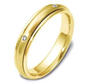 Обручальное кольцо с бриллиантами круглой огранки из золота 585 пробы, артикул R-1258