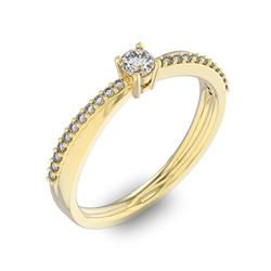 Помолвочное кольцо с 1 бриллиантом 0,1 ct 4/5  и 22 бриллиантами 0,06 ct 4/5 из желтого золота 585°, артикул R-D34045-1