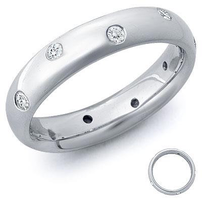 Обручальное кольцо из белого золота 750 пробы с бриллиантами круглой формы, артикул R-6008/750