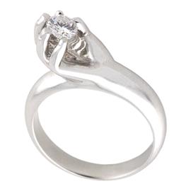 Помолвочное кольцо из белого золота с 1 бриллиантом 0,32 карат, артикул R-TRN03231-02