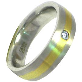 Обручальное кольцо из золота 585 пробы с бриллиантом, артикул R-2017