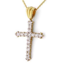 Цепь с подвеской в форме православного креста из желтого и белого золота 750° с 16 бриллиантами 0,19 ct 5/5, артикул R-DNK06262-02