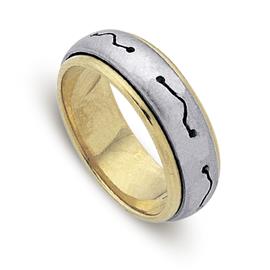 Обручальное кольцо из двухцветного золота 585 пробы, артикул R-ДК 023
