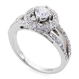 Помолвочное кольцо с бриллиантами 1,10 ct (центр 0,40 ct 4/5, боковые 0,70 ct 4/5) белое золото, артикул R-КК 044040