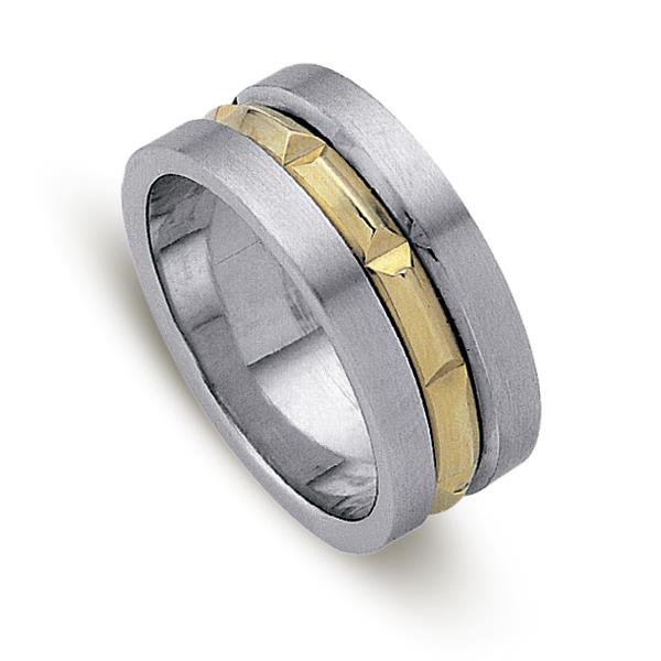 Обручальное кольцо из двухцветного золота 585 пробы, артикул R-ДК 017