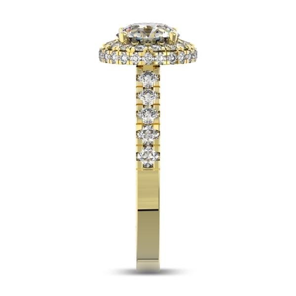 Помолвочное кольцо с 1 бриллиантом 0,67 ct 4/5  и 50 бриллиантами 0,4 ct 4/5 из желтого золота 585°