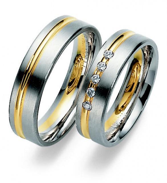 Обручальные кольца дизайнерские белое и желтое золото, артикул R-ТС 1565