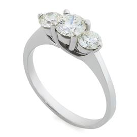 Помолвочное кольцо с 1 бриллиантом 0,65 ct 6/5 и 2 бриллианта 0,62 ct 6/5 белое золото 750°, артикул R-0001