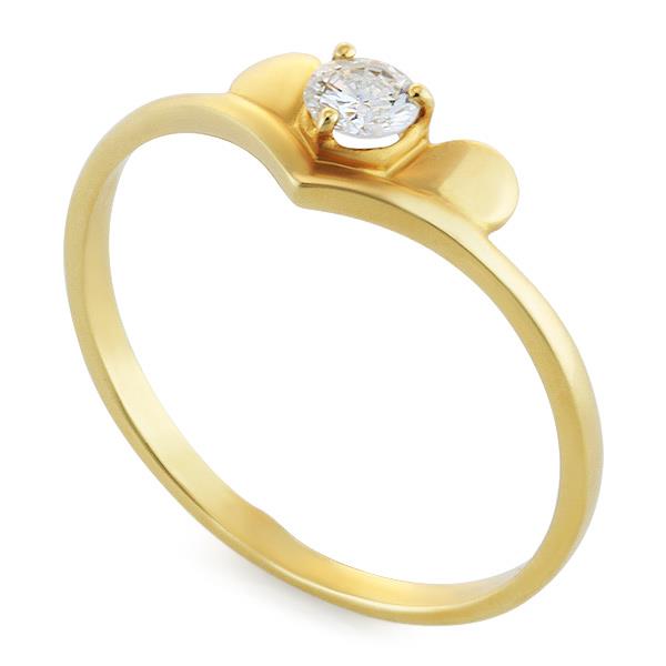 Помолвочное кольцо с 1 бриллиантами 0,18 ct 3/5 из желтого золота, артикул R-6408 (612639)
