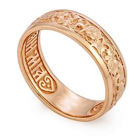 Кольцо с молитвой Спаси и сохрани из розового золота 585°, артикул R-KLZ0401-3