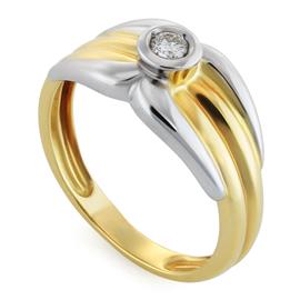 Кольцо с 1 бриллиантом 0,09 ct 3/3 из желтого золота, артикул R-6435