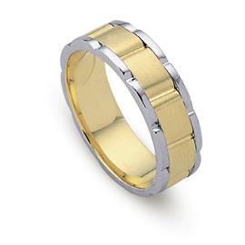 Обручальное кольцо из двухцветного золота 585 пробы, артикул R-ДК 003