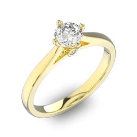 Помолвочное кольцо 1 бриллиантом 0,5 ct 4/5 и 2 бриллиантами 0,02 ct 4/5 из желтого золота 585°, артикул R-D41799-1