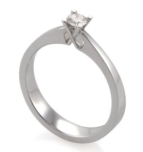 Помолвочное кольцо с 1 бриллиантом 0,20 ct 3/6  из белого золота 585°, артикул R-YZ41422-2
