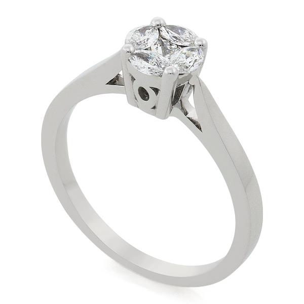 Помолвочное кольцо с 5 бриллиантами 0,40 ct 3/4  белое золото 750° , артикул R-DRN14712-001