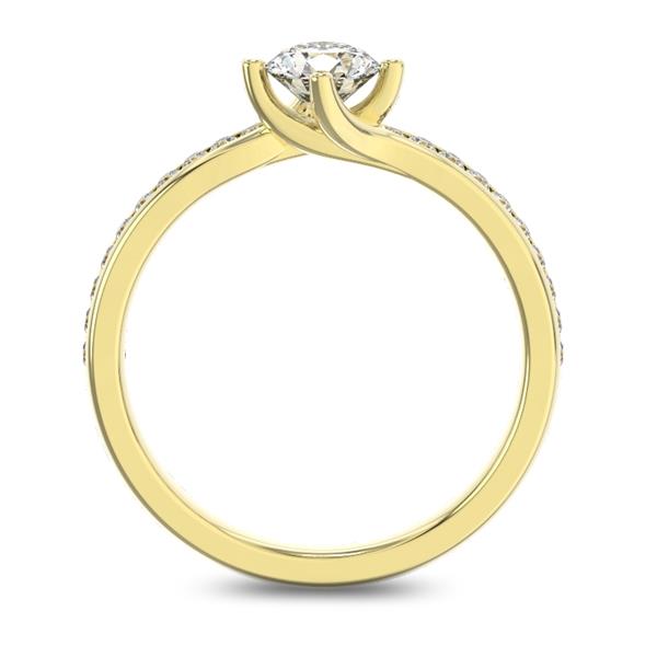 Помолвочное кольцо с 1 бриллиантом 0,45 ct 4/5  и 20 бриллиантами 0,12 ct 4/5 из желтого золота 585°