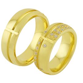 Обручальные кольца парные с бриллиантами из золота, артикул R-ТС 2100