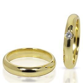 Классические обручальные кольца парные с бриллиантом из золота 585 пробы, артикул R-ТС 11010